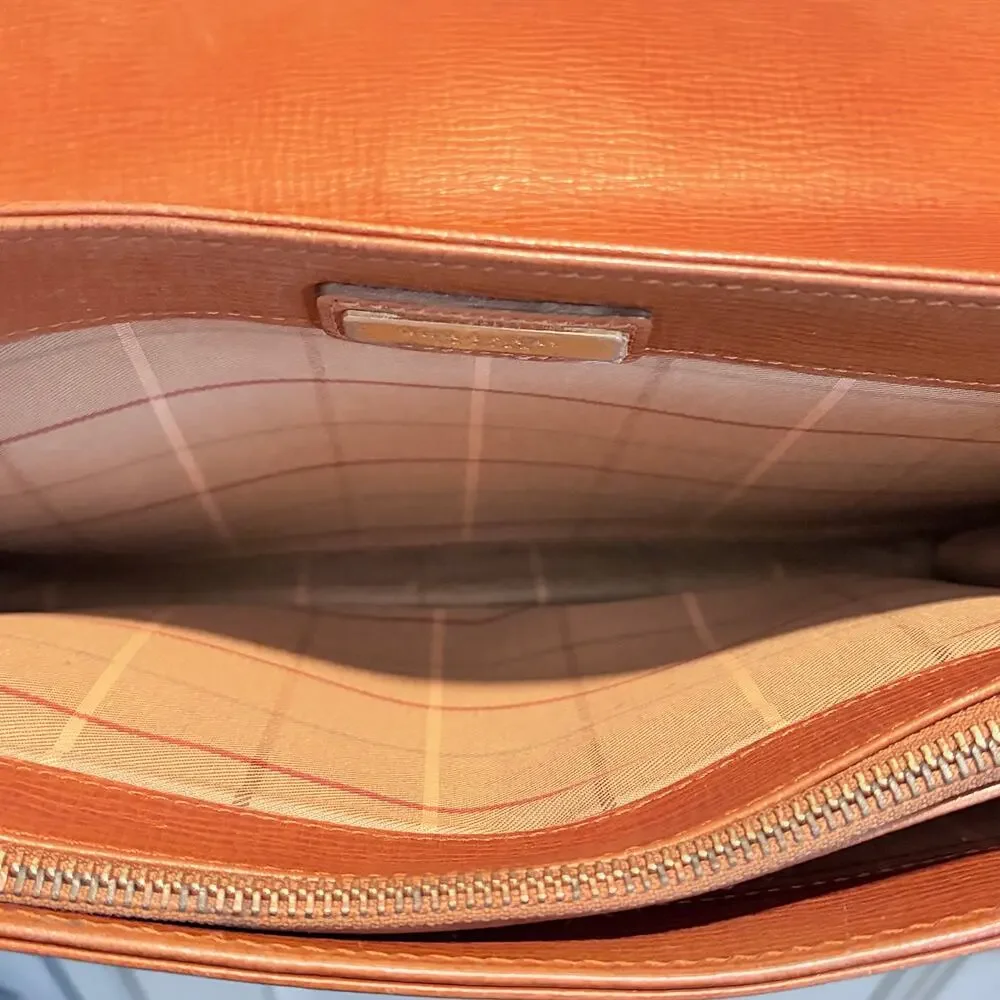 Vintage Burberry Brown Leather Clutch-Style Briefcase – Push Lock w/ Key